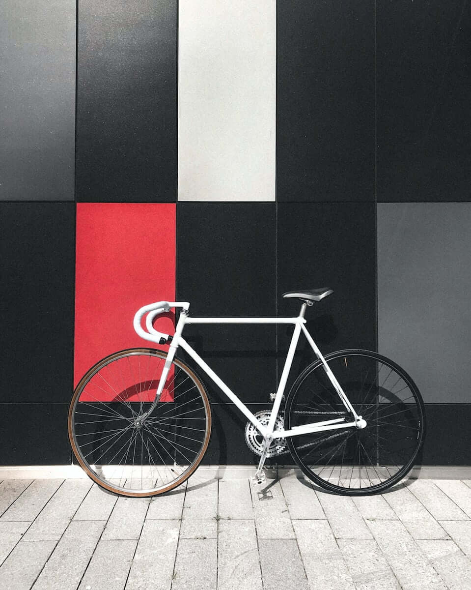 white and red road bike